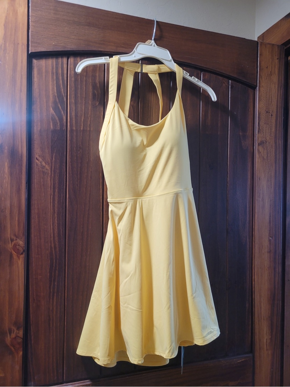 HALARA Yellow Halter Skater Mini Dress